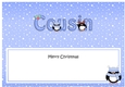Large DL Merry Christmas COUSIN insert with Penguins