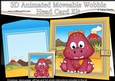3D Animated Moveable Wobble Head Card - Cute Little Damen Dino