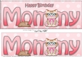 Large DL Happy Birthday MOMMY 3D decoupage with Cute Little Cat