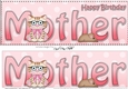 Large DL Happy Birthday MOTHER 3D decoupage with Cute Little Cat