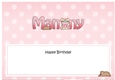 Large DL Happy Birthday MAMMY insert with Cute Little Cat