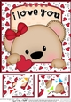 8 x 8 Scalloped Corner Topper - Love, Romance, Valentine - Teddy Bear