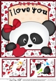 8 x 8 Scalloped Corner Topper - Love, Romance, Valentine - Panda Bear
