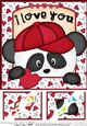 8 x 8 Scalloped Corner Topper - Love, Romance, Valentine - Panda Bear