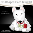 3D Shaped Card Mini Kit - Cute Romantic English Bull Dog has a Rose Terrier