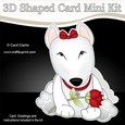 3D Shaped Card Mini Kit - Cute Romantic English Bull Dog has a Rose Terrier