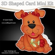 3D Shaped Card Mini Kit - Cute Romantic Rusty Dog has a Rose