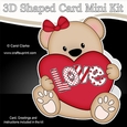 3D Shaped Card Mini Kit - Cute Romantic Teddy has a Heart