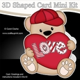 3D Shaped Card Mini Kit - Cute Romantic Teddy has a Heart