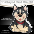 3D Shaped Card  Kit - Little Husky Dog Chase
