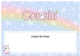 Large DL Happy Birthday COUSIN insert with Unicorn