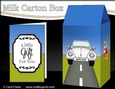 3D Milk Carton Treat Box - White VW Beetle Car