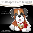 3D Shaped Card Mini Kit - Cute Romantic Boxer Dog has a Rose