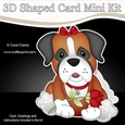3D Shaped Card Mini Kit - Cute Romantic Boxer Dog has a Rose