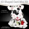 3D Shaped Card Mini Kit - Cute Romantic Spotty Dog has a Rose