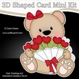 3D Shaped Card Mini Kit - Cute Romantic Teddy has a Bunch of Roses