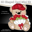 3D Shaped Card Mini Kit - Cute Romantic Teddy has a Bunch of Roses