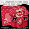 3D Diagonal Rubber Band Pop Up Box Card Kit - Cute Teddy Bear has a Love Heart
