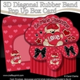 3D Diagonal Rubber Band Pop Up Box Card Kit - Cute Teddy Bear has a Love Heart