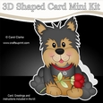 3D Shaped Card Mini Kit - Cute Romantic Yorkie Dog has a Rose