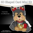 3D Shaped Card Mini Kit - Cute Romantic Yorkie Dog has a Rose