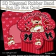 3D Diagonal Rubber Band Pop Up Box Card Kit - Cute Teddy Bear has a bunch of Roses
