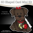 3D Shaped Card Mini Kit - Cute Romantic Chocolate Labrador Dog has a Rose