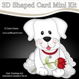 3D Shaped Card Mini Kit - Cute Romantic White Labrador Dog has a Rose