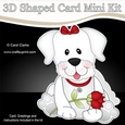 3D Shaped Card Mini Kit - Cute Romantic White Labrador Dog has a Rose