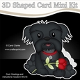 3D Shaped Card Mini Kit - Cute Romantic Shih Tzu Dog has a Rose