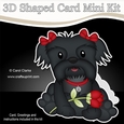 3D Shaped Card Mini Kit - Cute Romantic Shih Tzu Dog has a Rose