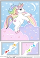 8 x 8 Cute Little Unicorn Scalloped Corner Topper  