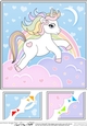 8 x 8 Cute Little Unicorn Scalloped Corner Topper  