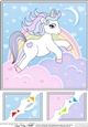 8 x 8 Cute Little Unicorn Scalloped Corner Topper  