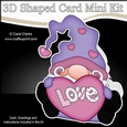 3D Shaped Card Mini Kit - Cute Romantic Gnome has a Love Heart 