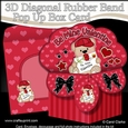 3D Diagonal Rubber Band Pop Up Box Card Kit - Cute Teddy Bear has a Valentine Card