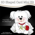 3D Shaped Card Mini Kit - Cute Romantic Bichon Frise Dog has a Rose