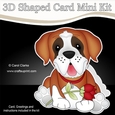 3D Shaped Card Mini Kit - Cute Romantic St Bernard Dog has a Rose
