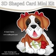 3D Shaped Card Mini Kit - Cute Romantic St Bernard Dog has a Rose