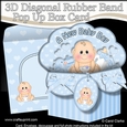 3D Diagonal Rubber Band Pop Up Box Card Kit - Cute Little Baby Boy Milo