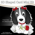 3D Shaped Card Mini Kit - Cute Romantic Springer Spaniel Dog has a Rose
