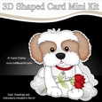 3D Shaped Card Mini Kit - Cute Romantic Cavachon Dog has a Rose