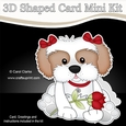 3D Shaped Card Mini Kit - Cute Romantic Cavachon Dog has a Rose