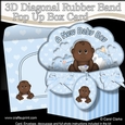 3D Diagonal Rubber Band Pop Up Box Card Kit - Cute Little Ethnic Baby Boy Daryn