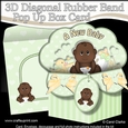 3D Diagonal Rubber Band Pop Up Box Card Kit - Cute Little Ethnic Baby Ashanti