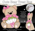 3D Mothers Day Treat Box Mini Kit - Cute Teddy Bear has a Bunch of Roses