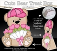 3D Mothers Day Treat Box Mini Kit - Cute Teddy Bear has a Bunch of Roses