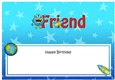 Large DL Happy Birthday FRIEND insert with cute Alien