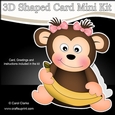 3D Shaped Card Kit - Cute Little Monkey Bubbles