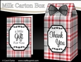 3D Tartan Milk Carton Treat Box Mini Kit